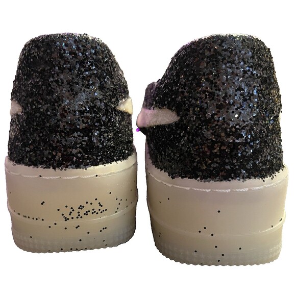 Custom Black Glitter Nike Air Force 1 Sage Low LX Violet Mist Women’s 10 NIB - Picture 4 of 8